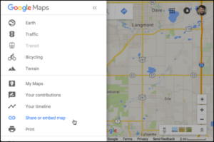 Menu option di google maps